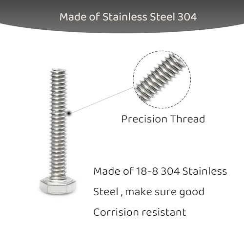 Image of 180 pcs SAE Stainless Steel Nuts and Bolts Assortment Kit, Including 6 Sizes 1 /4-20 Hex Bolts,Flat Washers, Lock Washers. Packaged by Plastic Box, Made by 304 Stainless Steel