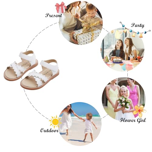 Image of Felix & Flora Toddler Girl Sandals - Little Girl Easter Dress Shoes Lightweight Open Toe Beach Holiday Flats