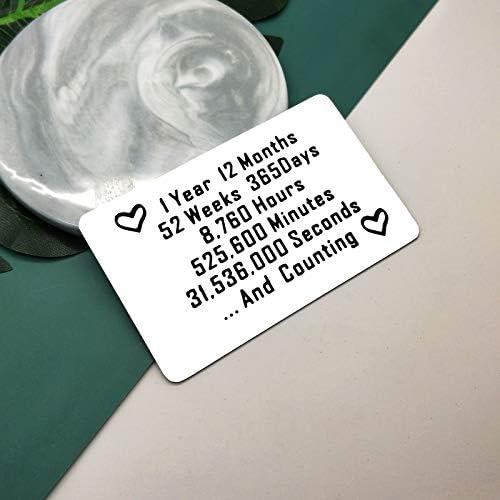 1st First Wedding Anniversary Card 1st Anniversary Card Gift Paper Wedding Anniversary Metal Wallet Insert Card Gift for Husband Wife Happy Anniversary Card Gift for Her Him Couple Gift
