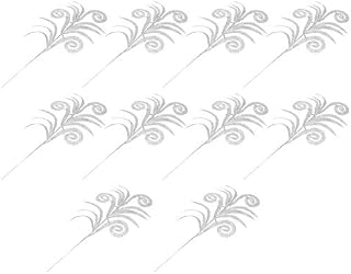 NUOBESTY 10pcs Glitter Christmas Leaves Picks Artificial Leaf Spray Picks Christmas Tree Poinsettia Flower Stems Branches for DIY Wreath Wedding Table Centerpiece Decorations Silver