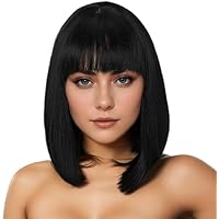 HTTDSLF Corto Bob con Flequillo para Mujer, Negro Peluca