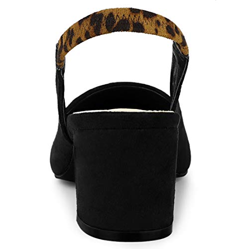 Allegra K Women's Pointed Toe Block Heel Pumps Black Slingback Heels - 8.5 M Us #TOP3