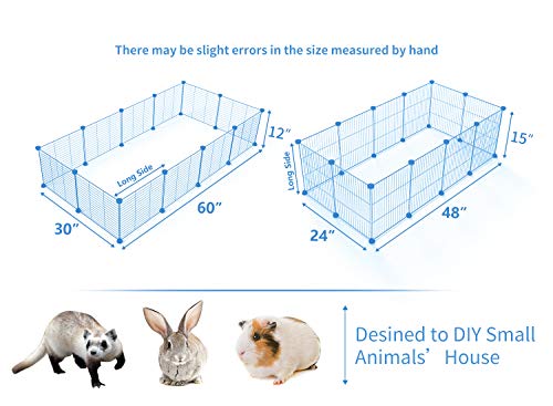 Tespo Pet Playpen, Small Animal Cage Indoor Portable Metal Wire yd Fence for Small Animals, Guinea Pigs, Rabbits Kennel Crate Fence Tent, 15 X 12 Inch, Blue, 28 Panels - Thumbnail 2