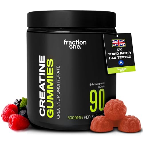 Fraction One Creatine Monohydrate 90 Gummies – Lab Verified, UK 3rd Party Tested, 30 Days Supply - 5000mg with BCAA’s per Serving, Pre-Workout Support, Muscle Recovery, Gym Supplement for Men/Women