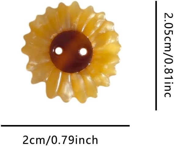 Sunflower Buttons for Crafts,Acetate Buttons for Sewing,Novelty Button for Clothes,Pack of 6 - Image 2
