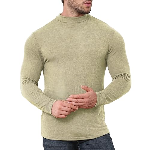 Uni Clau Men's Mock Turtleneck Shirt Long Sleeve Sweater Slim Fit Undershirt Basic Slim Fit Knitted Pullover Tees