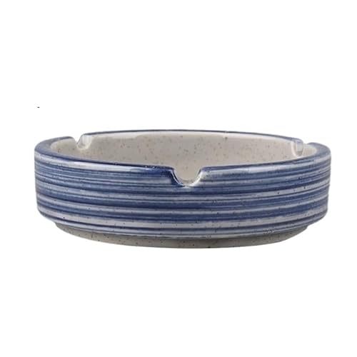 Desk Decor Small Ashtray Ceramic Blue Pattern for Hotel Living Room Desktop Office