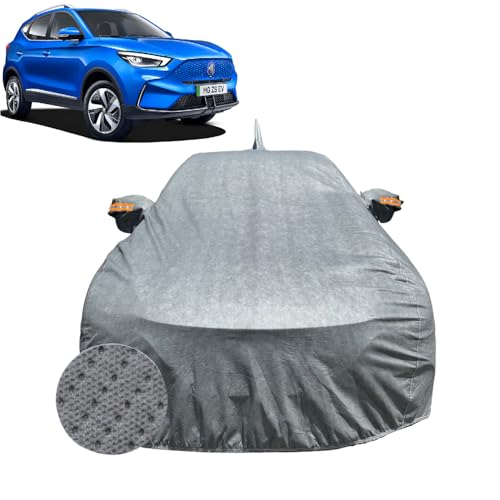 Image of Car Cover for MG ZS EV (2020-2026) | 100% Waterproof Cover with Antenna & Reflective Mirror Pockets | Dustproof, Scratchproof, Heatproof ZS EV Car Cover |Soft Cotton Lining| Grey