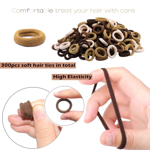 Image of 300PCS Cotton Toddler Hair Ties for Girls,No Crease Hair Ties