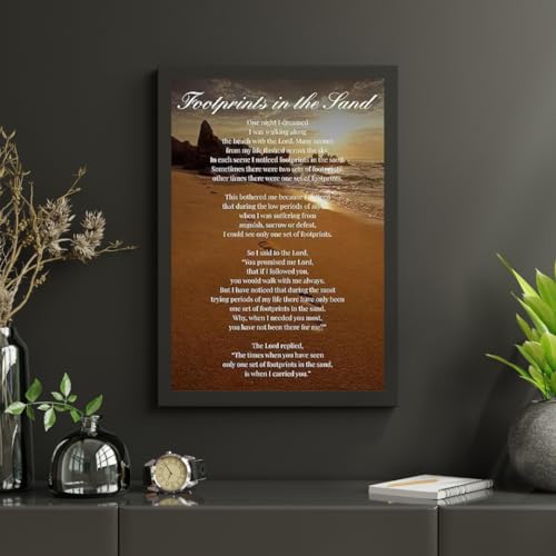 The House of Ember Footprints In the Sand Sea Sun The Lord Promice Poesy Room Decor Print Poster Wall Art Picture A4