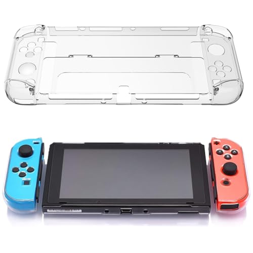 EWOECUI Schutzhülle für Nintendo Switch, TPU-Hülle, Transparent, Rutschfest, Stoßfest, Ultradünn, Schützhülle für Nintendo Switch Console und Joycon Controller