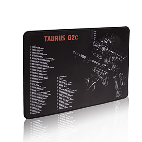 Gun Cleaning Rubber Mat for Taurus G2C G3C CZ P-10C with Parts Exploded View Diagram Instructions Gunsmithing Maintenance Protect Pad Oil Solvent Resistant Patches 9mm .40 Kit (G2C Mat)