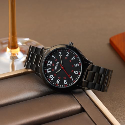 Image of BUREI Men's Wrist Watch, Analog Stainless Steel Dress Waterproof Quartz Watch for Men with Japanese Movement,Refined Gifts for Men, Boyfriend, Husband, Dad