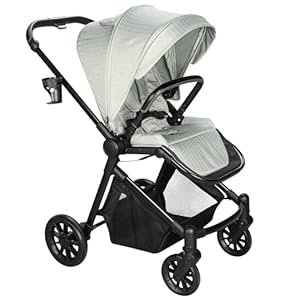 Lightweight High-View Baby Stroller, One-Hand Fold & Compact Storage, Convertible Seat, 5-Point Safety Harness, Foldable Infant Stroller, Grey