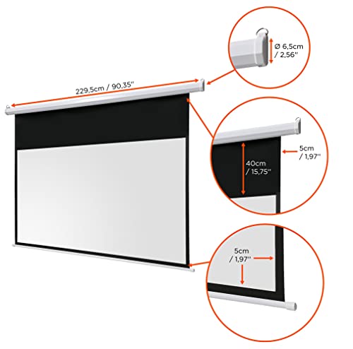 celexon Basic Motor-Leinwand 90 | 200x113 cm 16:9 | elektrische Full-HD 4K Beamer-Leinwand f&uuml;r Heimkino oder B&uuml;ro-Pr&auml;sentationen | geeigent zur Deckenmontage oder Wandmontage | inkl. Fernbedienung