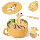 DASIAUTOEM Ramen - Cuenco con tapa, 1200 ml, para fideos instantáneos, de acero inoxidable, con tapa y tenedor, Ramens Bowl, aislamiento térmico, sello para sopa, fideos, ensaladas