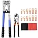 Sanuke Battery Cable wire Lug Crimping Tool for AWG 8-1/0 Electrical Lug Crimper with 24PCS Lugs Tubular Ring Terminal Connectors Assortment