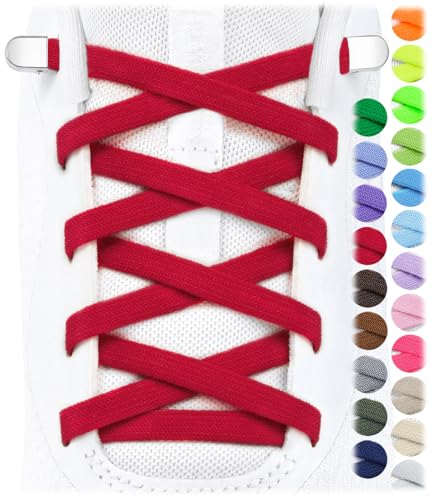 Image of Stepace 2 Pairs Elastic No Tie Shoe Laces for Kids and Adults Sneakers, Stretch Flat Tieless Shoestrings