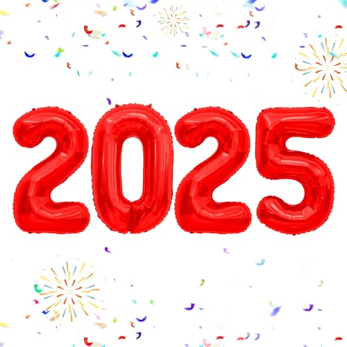 Image of 2025 Balloons Red, 40 inch Foil Red Number Balloons 2 0 2 5, New Years Decorations, 2025 Graduation Decorations, New Years Eve Party Supplies 2025, Class Of 2025 Decorations, Graduation 2025
