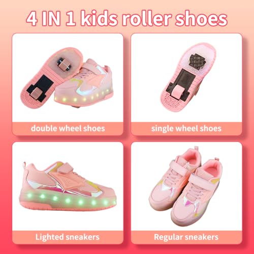 Kids Shoes with Wheel for Gifts - Retractable LED 2 Wheels Roller Skate Shoes for Kids Sneakers for Christmas Birthday Gifts2