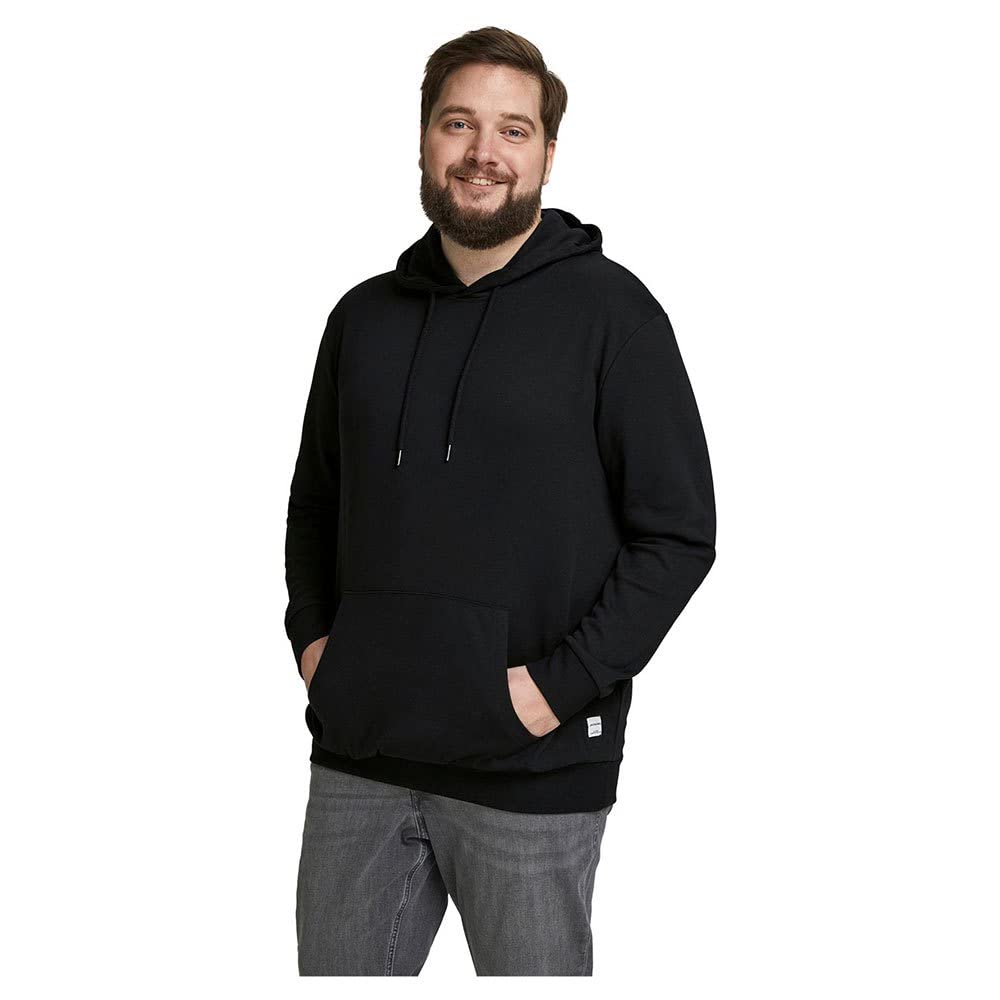 JACK & JONES Men's Jjebasic Logo Sweat Hood Noos Hooded Sweatshirt, black, XXL