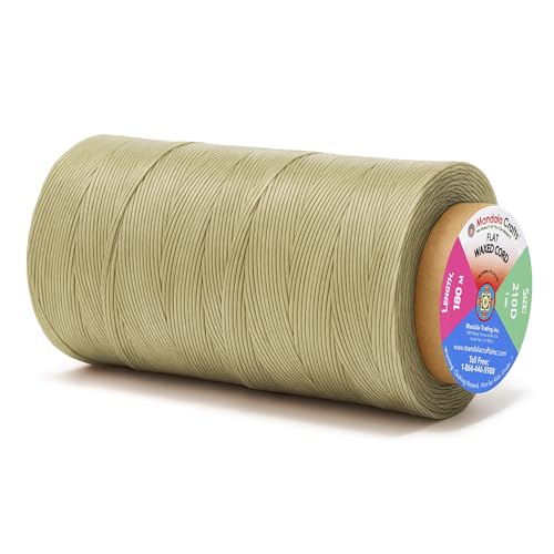 Mandala Crafts 210D 1mm Beige Flat Waxed Thread for Leather Sewing