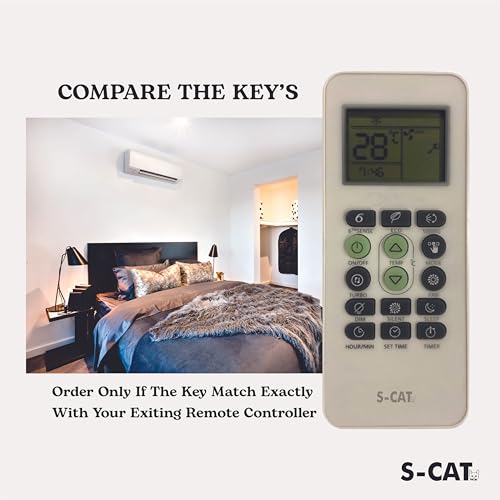 Image of S-CAT Compatible with Whirlpool AC Remote Control Model Original 173 (No Backlight) Suitable for 1 1.5 2 Ton Split & Window AC (Match Old Remote Exactly, for Any Issues Contact Customer Care)