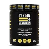 Time 4 Glutamine Powder 600g Tub 120 Servings - 100% Pure Premium Grade Unflavoured Vegan L Glutamine Powder, Gut Health, Immune System, Muscle Strength & Recovery, Amino Acid L-Glutamine Powder