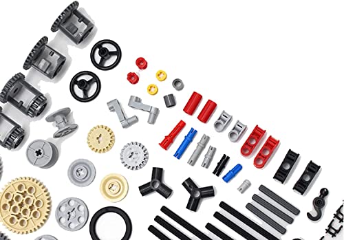 Image of SEEMEY Technic 118 Pieces Gear and Axle Set Compatible with Lego Technic Parts, DIY MOC Gears Chain Links Differential Axles Assortment Pack (Random Color) for Kids