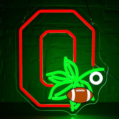 University Neon Sign for Wall Decor University Football Team Logo Led Neon Sign for Man Cave Birthday Gifts for Fans Dimmable Led Neon Light for Party Club Bar Dorm Decor Size12.9 * 10.9In(CP136)