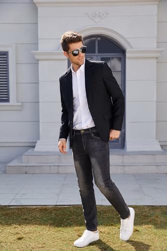 Wangyue Men's Casual Blazer Slim Fit Lightweight Jacket Casual Sport Coat Two Buttons Suit Jackets for Wedding Prom 6