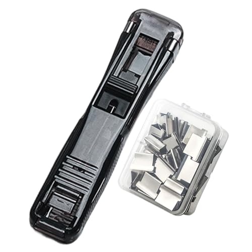 Grapadora portátil con clip | Encuadernación de documentos reutilizable – Distribuidor con grapadora y grapas, para oficina, escuela, escritorio, documentos, facturas, libros