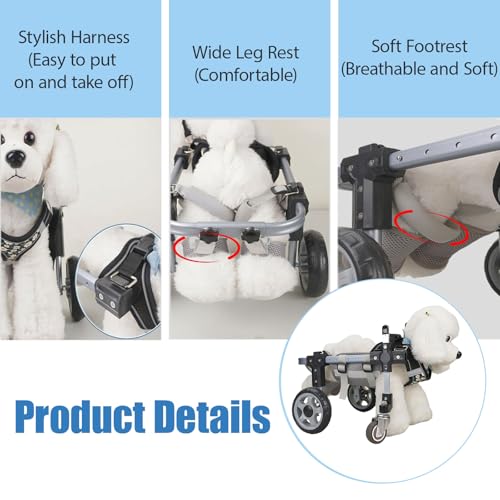 Fauteuil roulant pour chien handicapé et chat réglable - 4