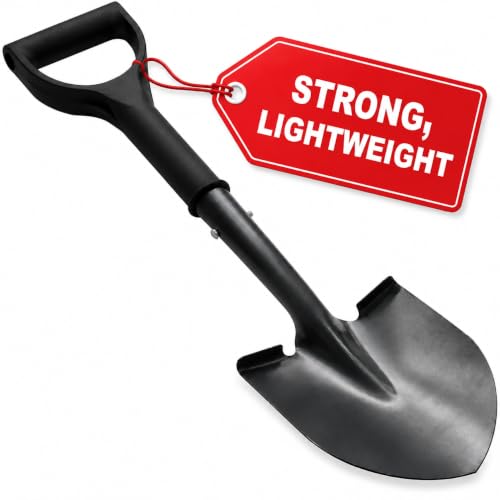 Image of Detecting Innovations Round Point Mini Shovel – Heavy-Duty Carbon Steel Gardening Hand Shovel with Y-Shaped Handle | Multifunctional Digger for Garden, Camping & Outdoor Use