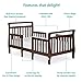 Dream On Me Emma 3-in-1 Convertible Toddler Bed in Espresso, Converts to Two Chairs and-Table, Low to Floor Design, JPMA Certified, Non-Toxic Finishes, Safety Rails
