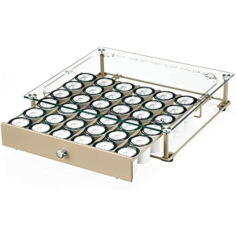 Coffee Pod Holder with Tempered Glass Top Drawer Cover