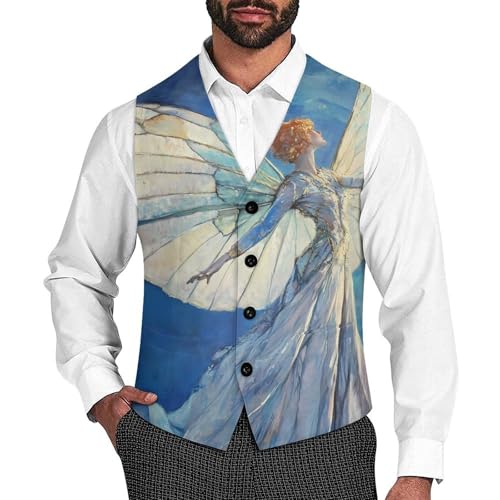 Butterflys Lady Casual Suit Vest for Men Formal Business Dress Regular Fit Waistcoat Tuxedo