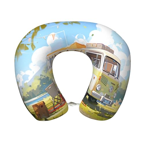 Almohada de viaje Polycotton Negro forma semicircular miniatura 1