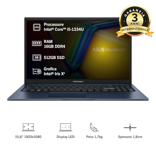 Asus Vivobook 15 F1504VA#B0DPG2PRGZ, Notebook con Monitor da 15.6" Anti-glare, 60Hz, Intel 13gen I5-1334U, RAM 16GB, 512GB SSD, grafica Intel Iris Xe, Windows 11 Home, Blu - Scheda madre - Immagine 1