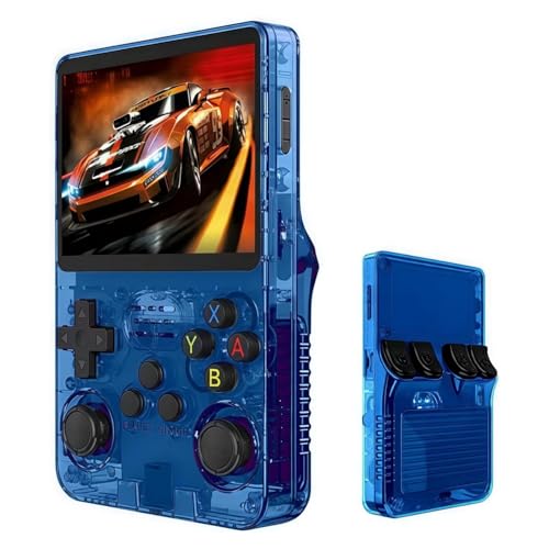 FYDNポータブルゲーム機 エミュレーター ゲーム機携帯 640×480 HDスクリーン 3.5インチの大画面デュアル3Dジョイスティックをサポートカップル、学生、子供の誕生日プレゼントや記念日に最適 (128GBシングルカード,透明ブルー)