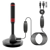 DVB-T/DVB-T2 Antenne mit Verstärker - HDTV Zimmerantenne für Fernseher, Großer Reichweite und 360° Empfang, Mit Magnetfuß - 5 Meter Kabel, Unterstützt 4K HD-Kanäle & Alle TV-Geräte