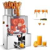 VEVOR Gewerbliche Orangenpresse Elektrische Zitruspresse mit Wasserhahn, 120 W Saftpresse für bis zu 20 Orangen pro Minute, Entsafter für Zitronen Zitrusfrüchte mit 2 Schalenbehältern (Edelstahl)
