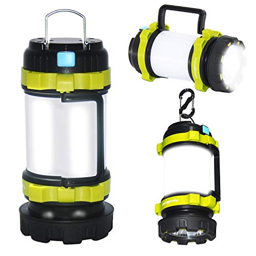 ForceMaxe Camping Lantern Rechargeable Flashlight,Power Bank,6 Modes Torch,IPX4 Waterproof,Portable LED Light with Two-Way Hook and USB Cable for Camping, Hiking, Hurricane Emergency