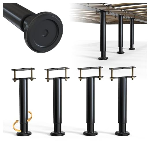 YUEYIN Under Bed Metal Support Legs, Adjustable Height Bed Frame Support Leg, Bed Slat Support Leg for Heavy Duty/Wooden/King/Queen Bed Frame (7"-12.6" (4pcs))