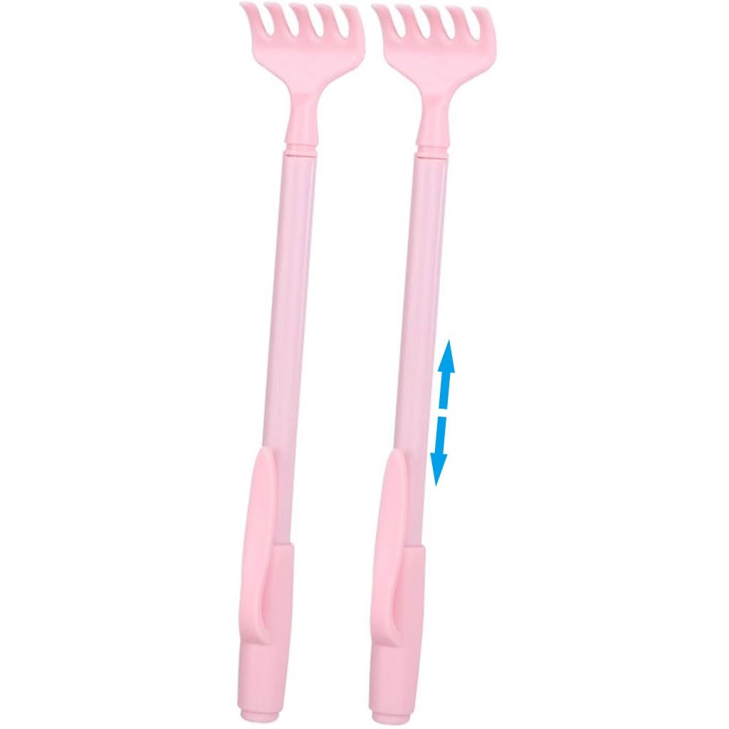 Tragbarer Kleiner Rückenkratzer, Einziehbares Reisemassagegerät, Kreatives Juckreizmittel In Stiftform, Edelstahl + ABS(Pink Color,18-40.5cm*2)