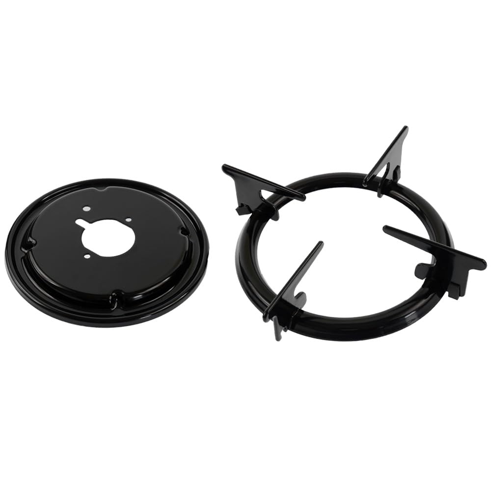 Universal Gasherd Stützset mit Herd Top Brenner & Deckel Set - 4 Pfannenstützen, 4 Grillplatten, 4 Grillplatten, 1 Topfständer, (Befestigungsschrauben), 4 Gasbrennerkrone + 4 Kappe