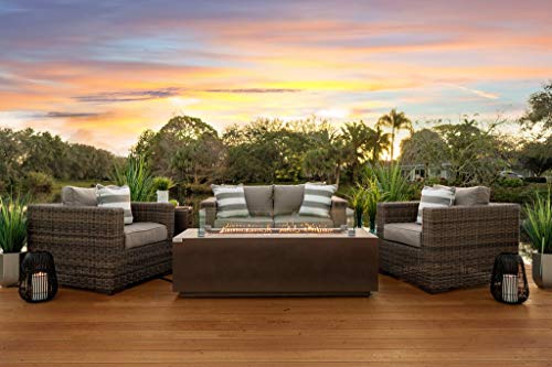 AKOYA-Outdoor-Essentials-60-Rectangular-Modern-Concrete-Fire-Pit-Table-w-Glass-Guard-and-Crystals-in-Brown-60-Brown-Clear-Crystals