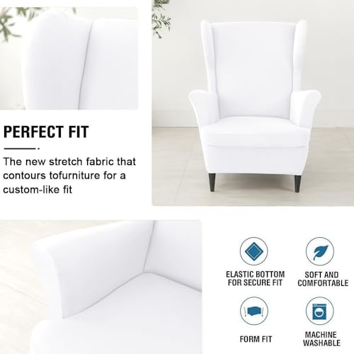 Fundas para sillones orejeros que solucionan el desgaste de la tapicería vieja con spandex 3