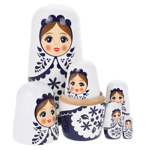 VICASKY 1 Set Russian Nesting Dolls Wood Matryoshka Handmade National Costume Girl Matryoshka Nesting Hand Painting Nested Carving Children for Stacking Doll Decoration