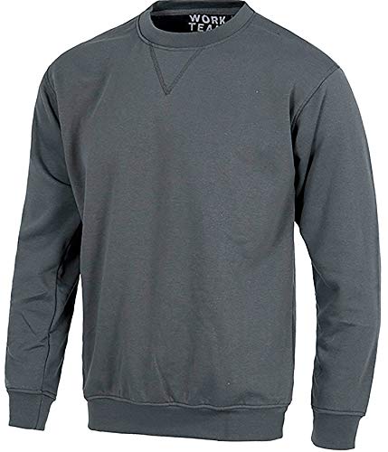 Work Team Sudadera Cuello Caja con puños y Cintura elásticos. Hombre Gris XL